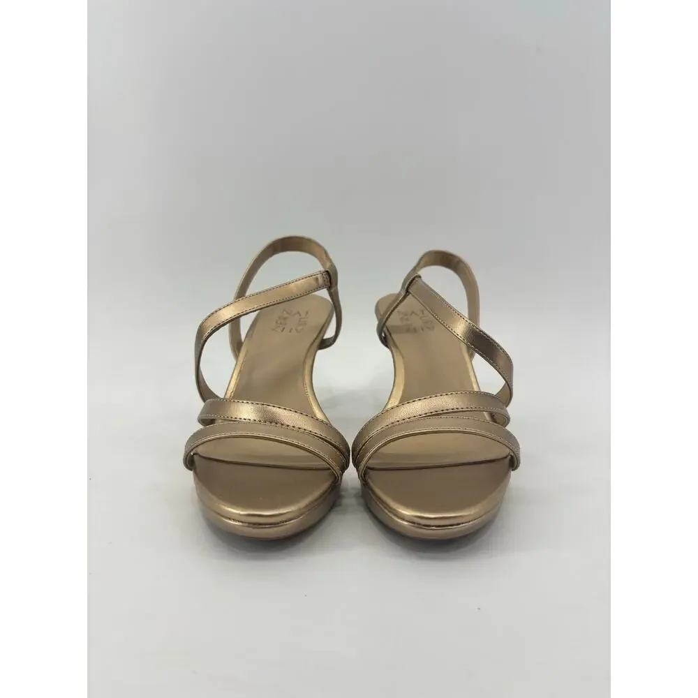 Naturalizer Gold Sandals Size 8 Brenta Womens Formal Event Wedding